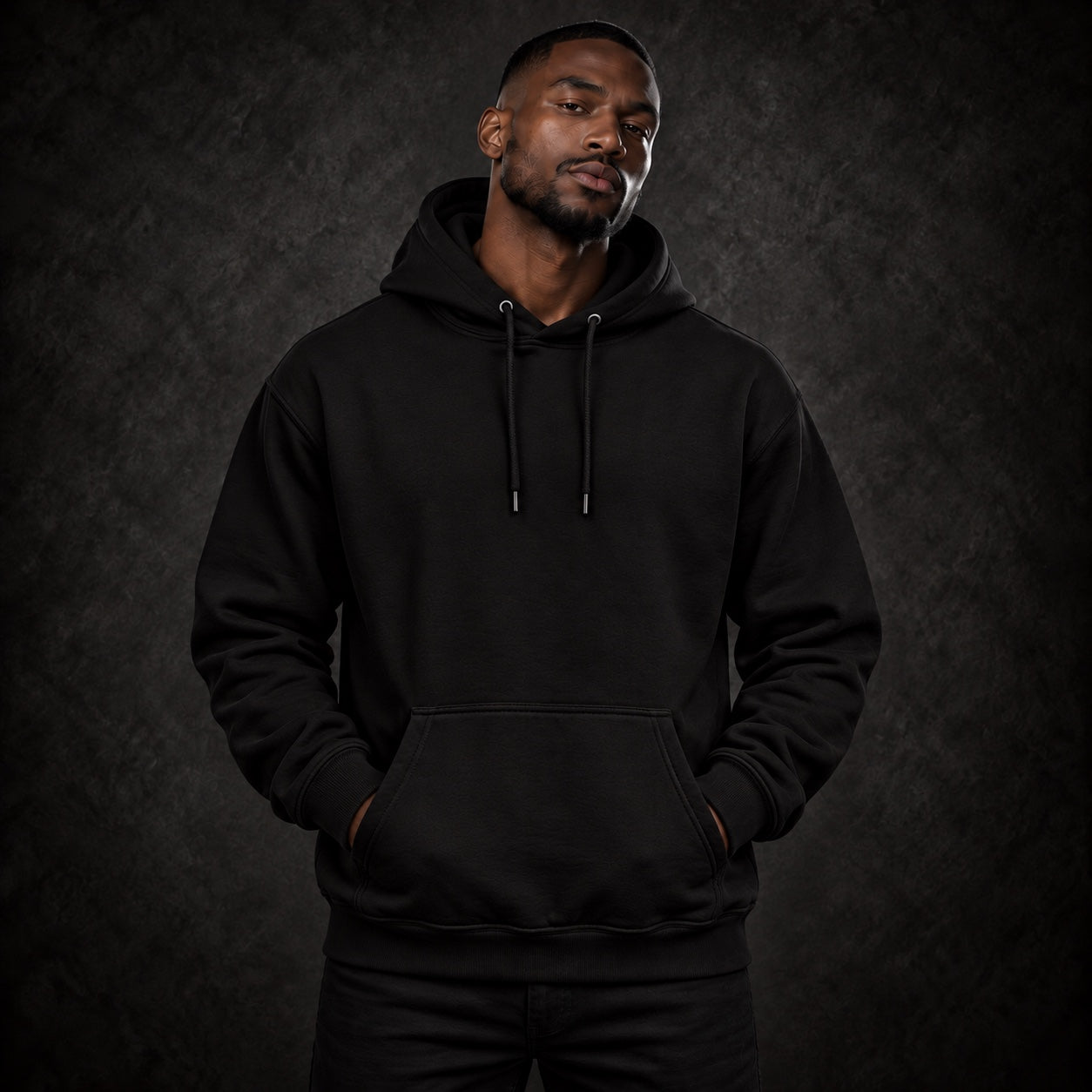 The Standard Hoody in Black on the collection model