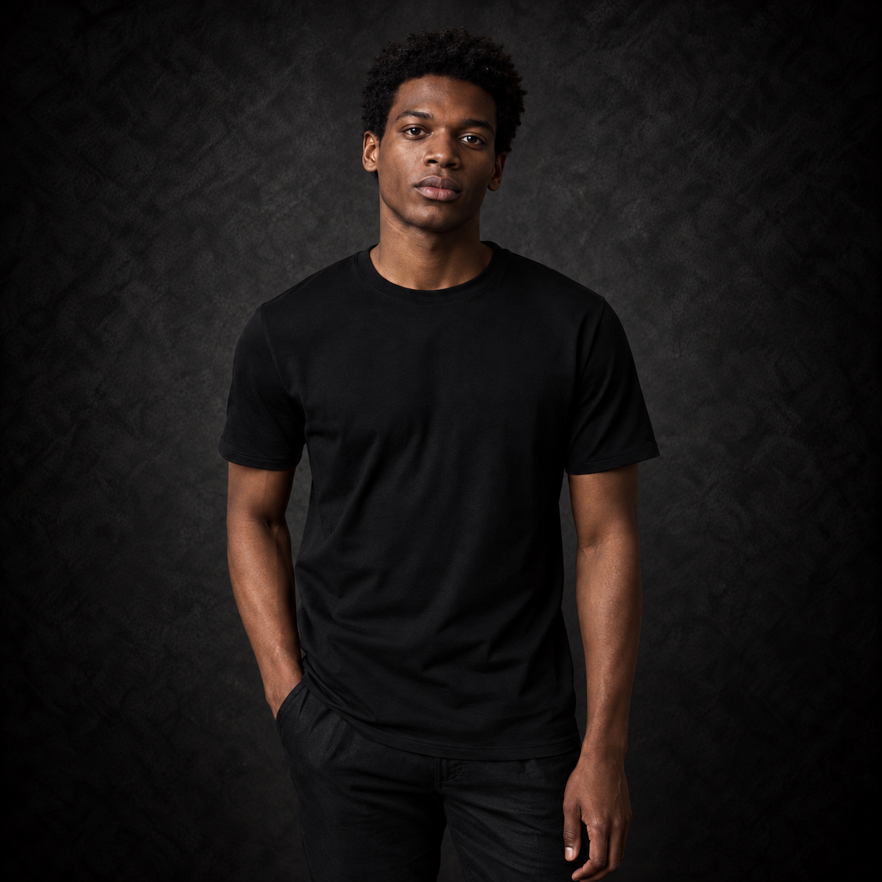 The Standard Tshirt in Deep Black on the collection model